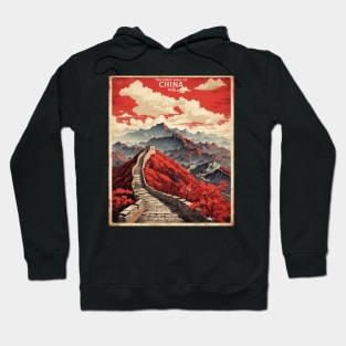The Great Wall of China Vintage Poster Tourism Hoodie